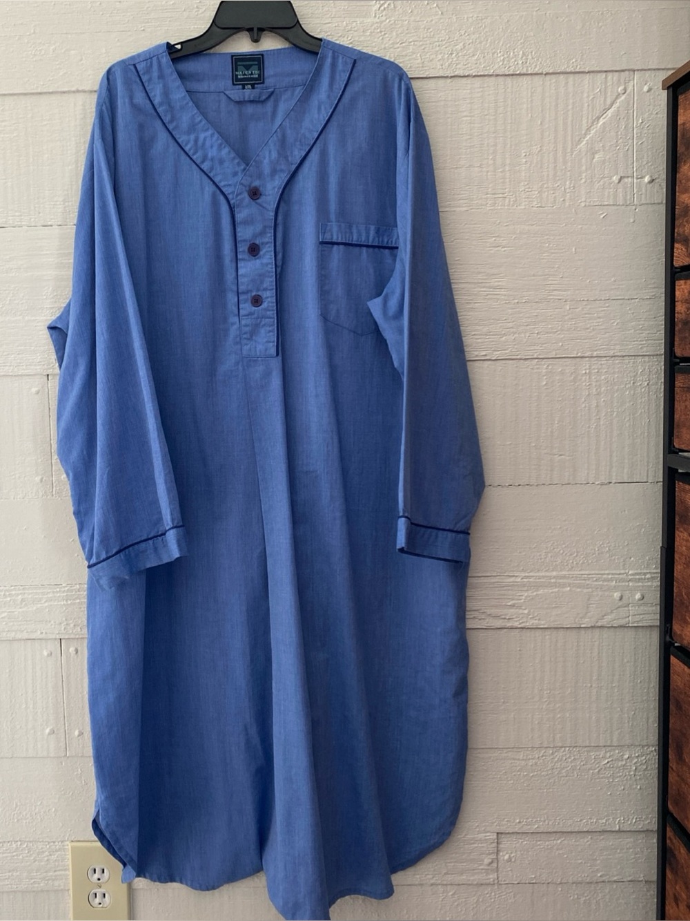 Majestic International Men's Royal Blue Cotton Blend Easy Care Night Shirt L/XL